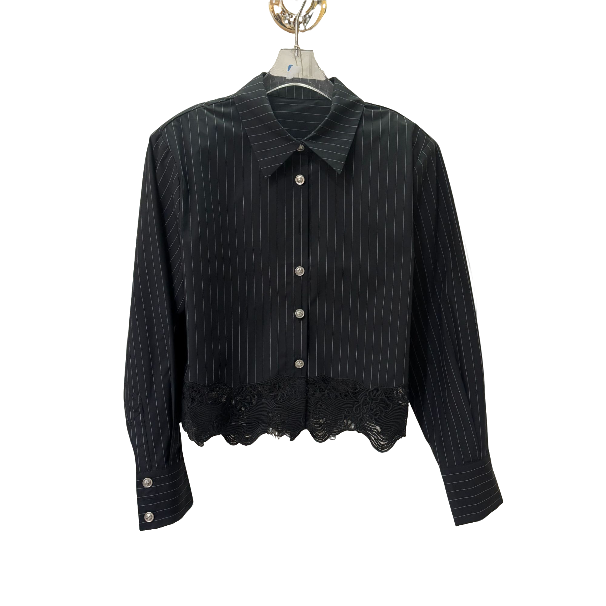 南油小众设计师新品条纹拼接衬衫