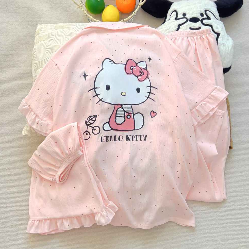 【热销套装】大码宽松250斤睡衣女士休闲卡通家居服套装可外穿夏季