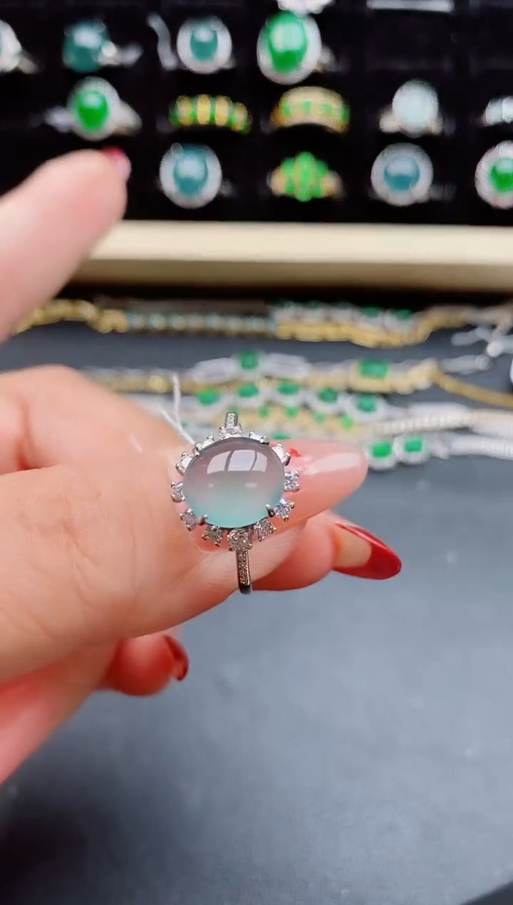 【闪购商品】翡翠戒指银S925镶嵌508005