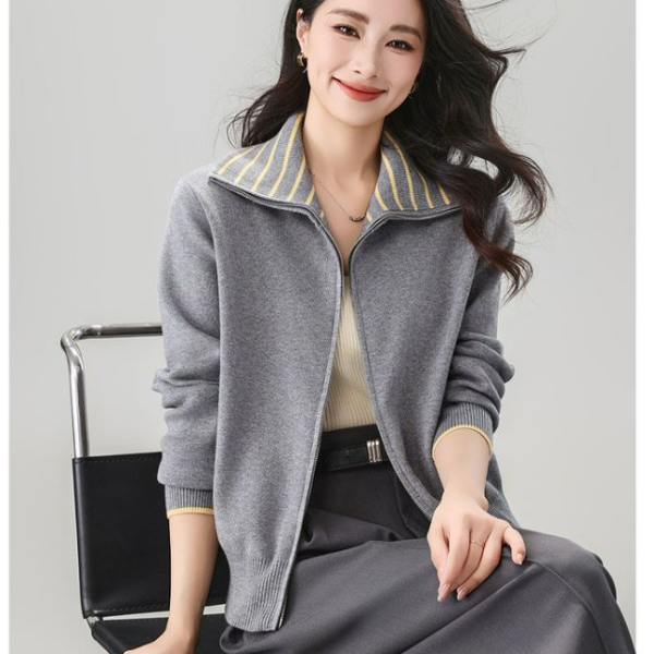 【老钱风翻领】2025新款老钱风秋冬绵羊毛女士针织开衫