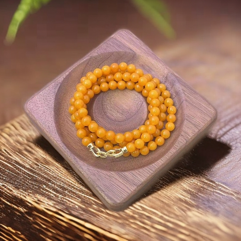 【仟禧珠宝】天然玉石  229 油黄108 6mm