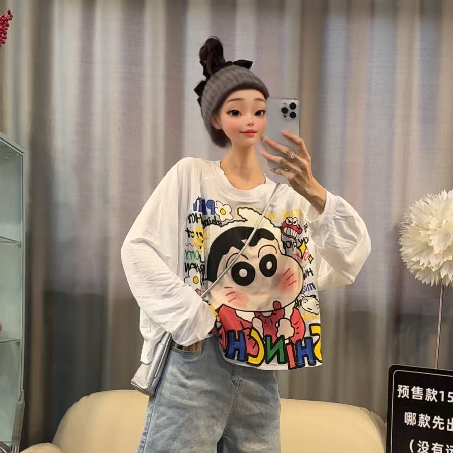 【文乐乐】夏季新款韩版洋气个性小新印花时尚休闲潮流百搭T恤16188