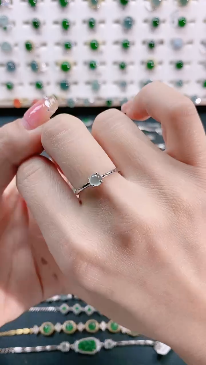 【闪购商品】翡翠戒指银S925镶嵌天然翡翠