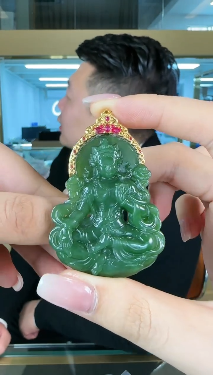 【闪购商品】和田玉吊坠18K金镶嵌0116-062