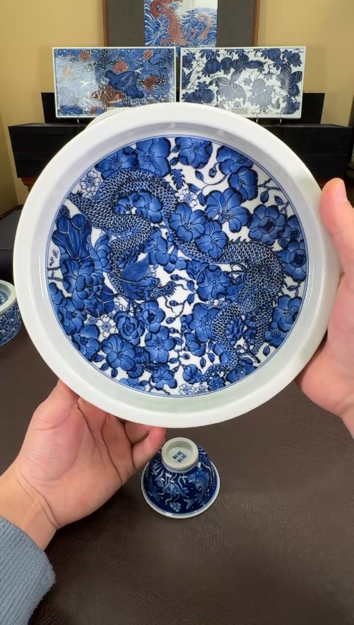 【闪购商品】瓷片羿器窑穿花龙纹壶承
