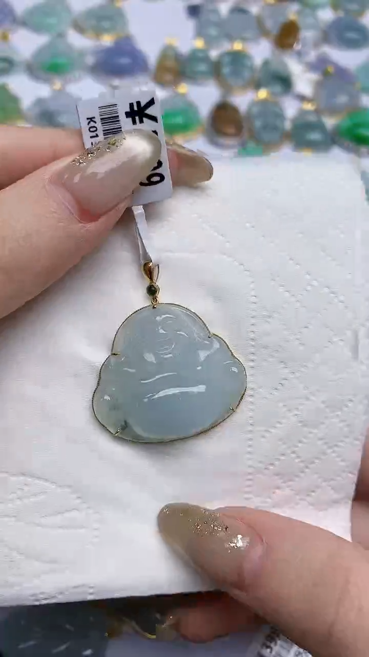 【闪购商品】翡翠颈饰18K金镶嵌天然A货翡翠 21