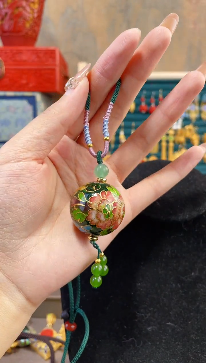 【闪购商品】非遗景泰蓝银蓝3.0单珠编绳款墨绿