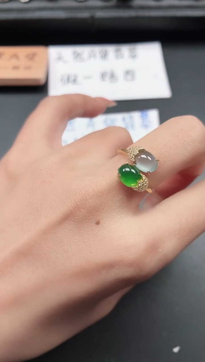 银S925镶嵌戒指翡翠11
