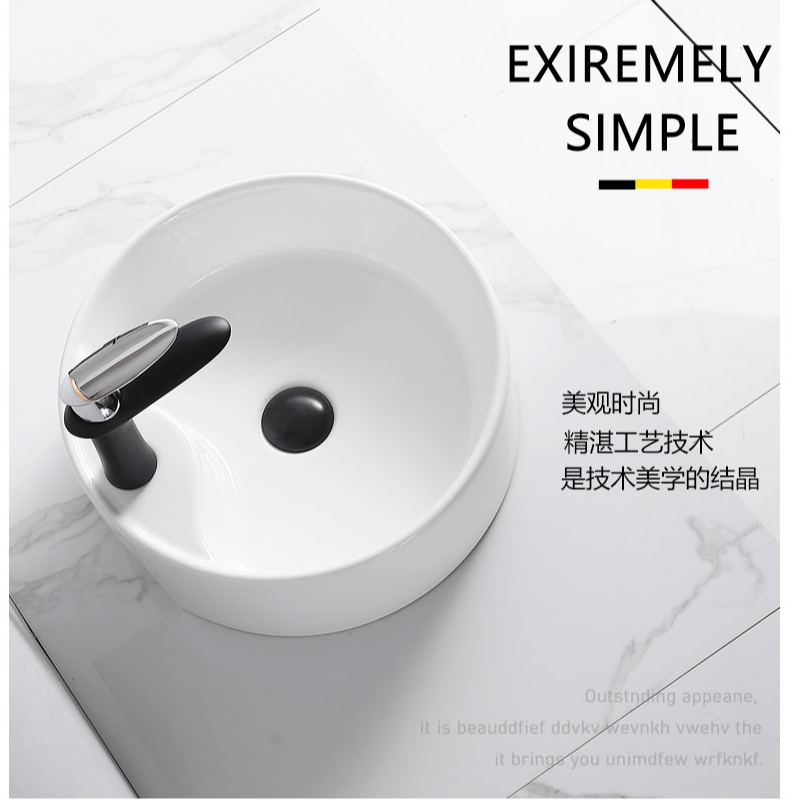 北欧台盆家用阳台洗手盆台上盆圆形陶瓷洗脸盆小尺寸卫生间洗漱池