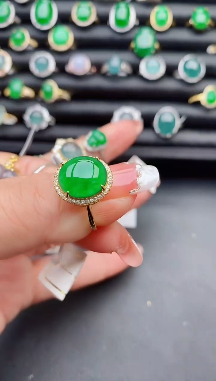 【闪购商品】翡翠戒指银S925镶嵌508080