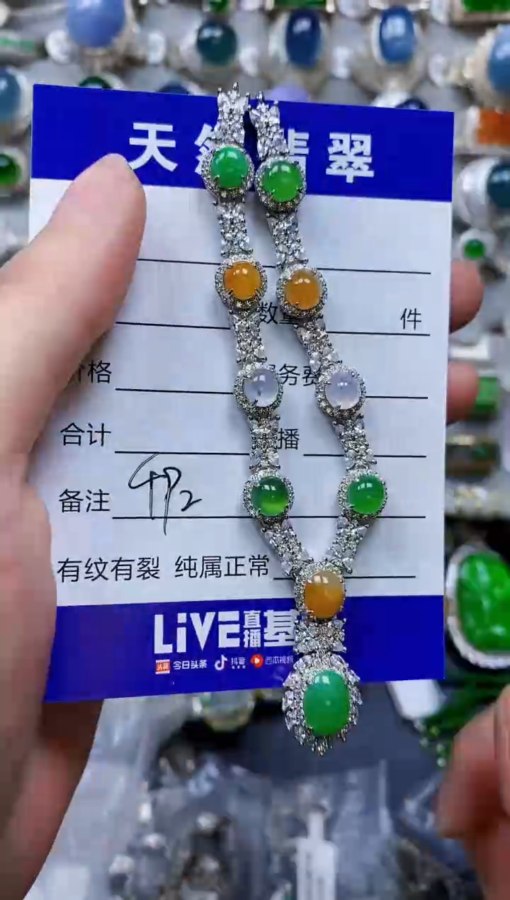 翡翠银S925镶嵌颈饰0492