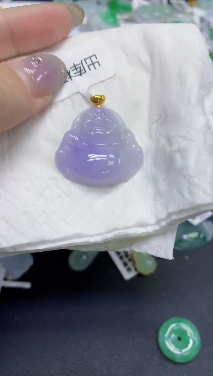 颈饰18K金镶嵌翡翠天然缅甸翡翠A货百元以上9元证书费自理