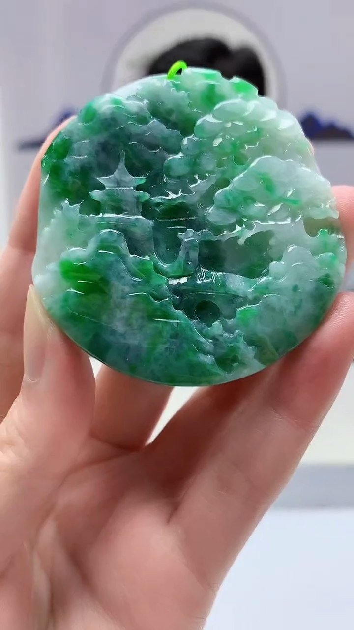 【闪购商品】定制翡翠未镶嵌4917zm-毛货挂件山水97