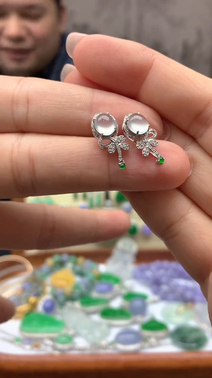 【闪购商品】翡翠耳饰18K金镶嵌263-天然翡翠