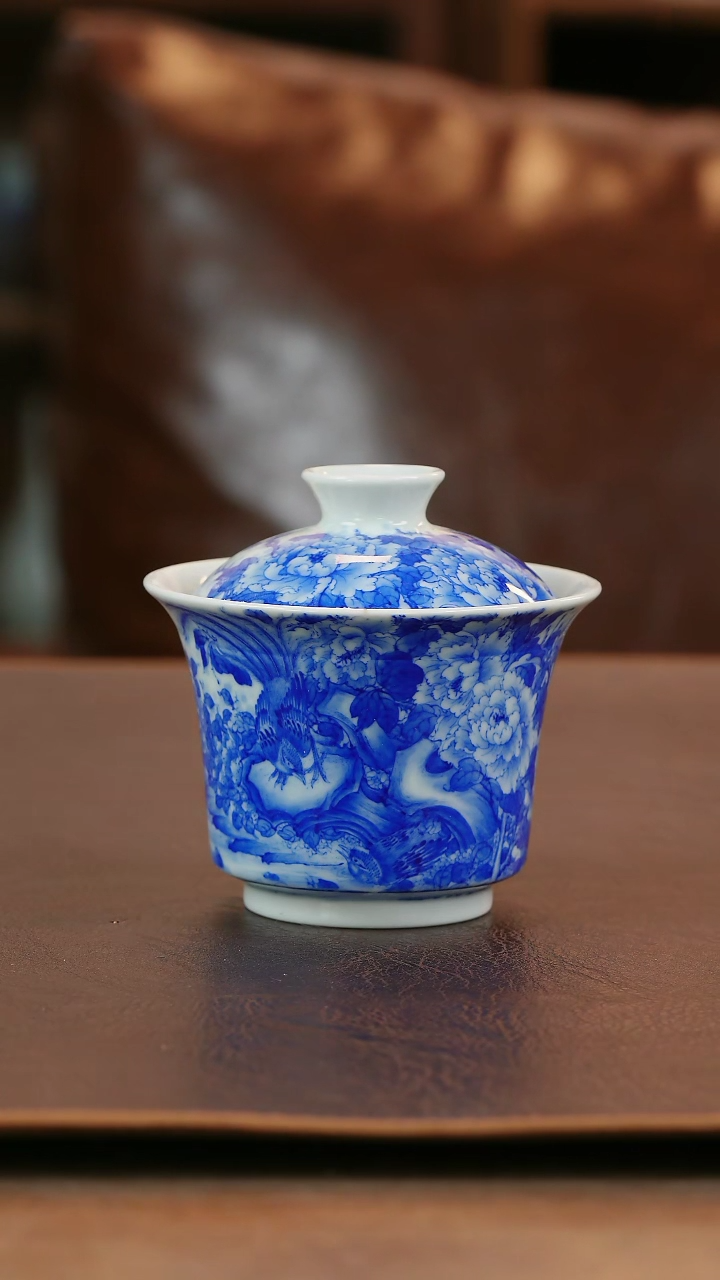 【闪购商品】青山赋花鸟盖碗陶瓷