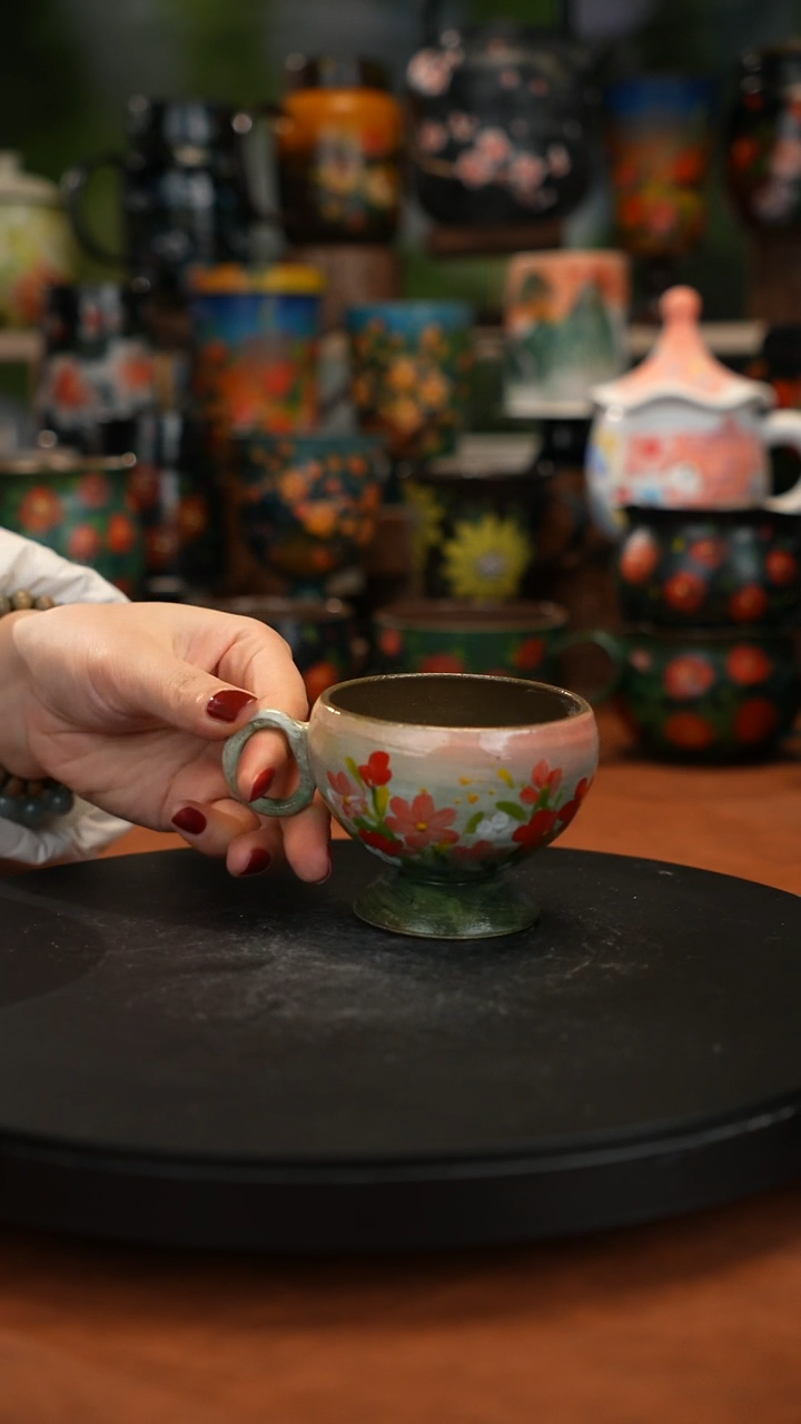 紫砂油画手绘釉下彩