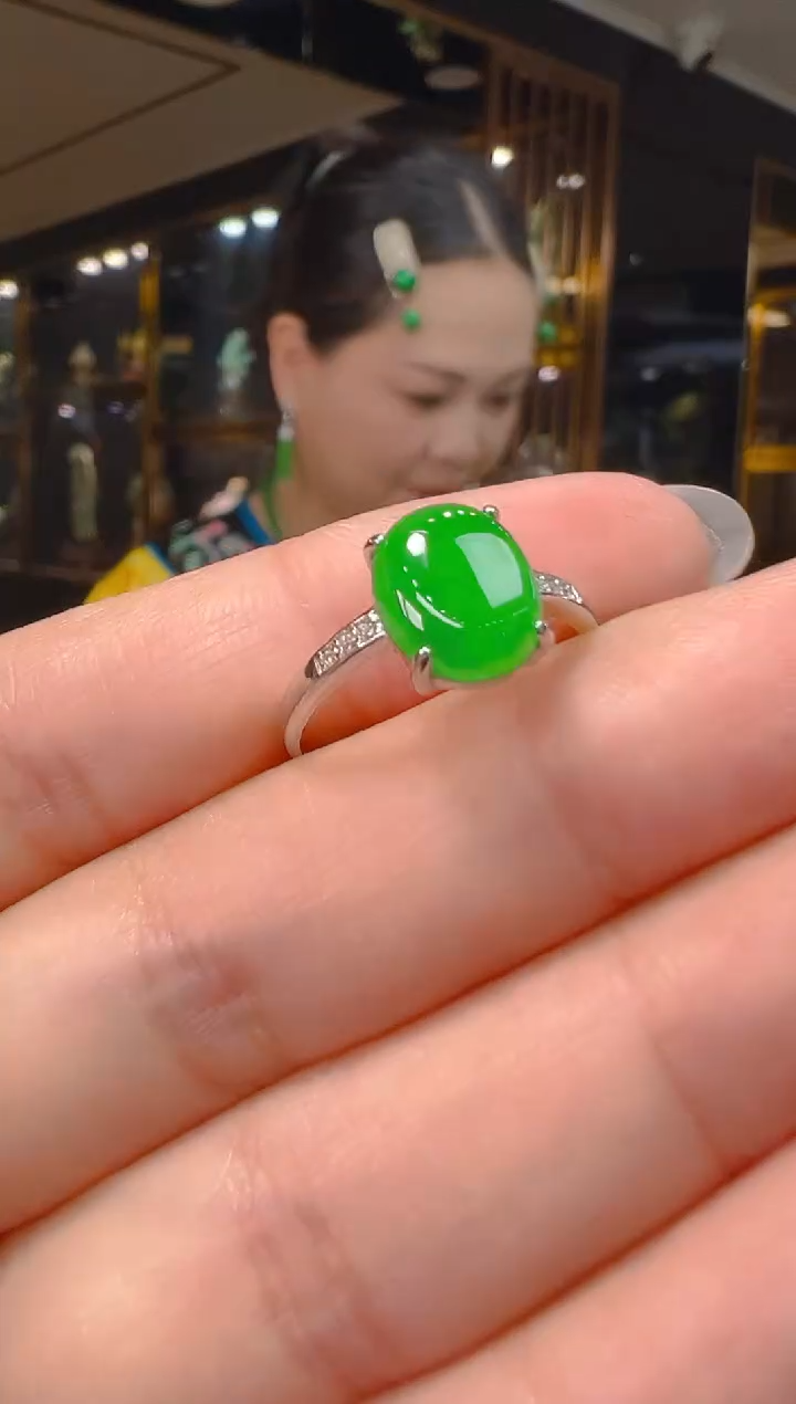 银S925镶嵌戒指翡翠023（多样性发其一）