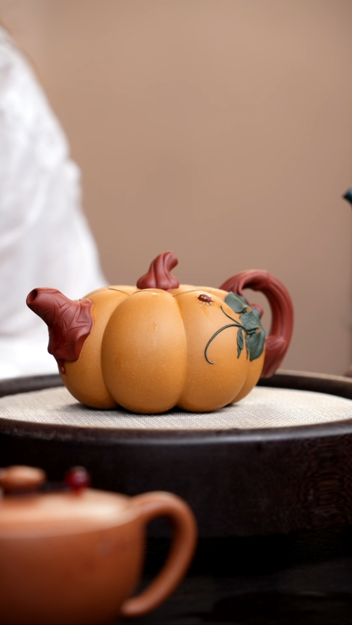 茶壶紫砂黄金段三色南瓜壶