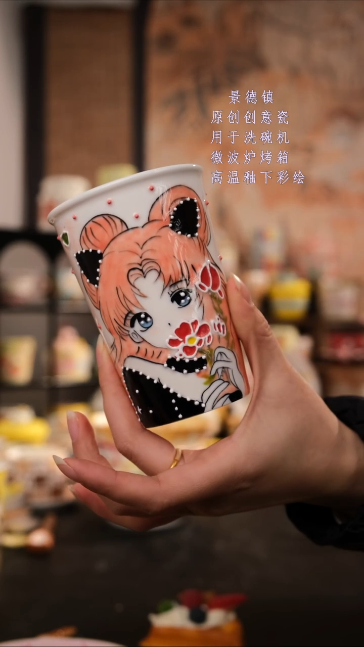 摆件陶旺得可以陶瓷手工手绘设计师款