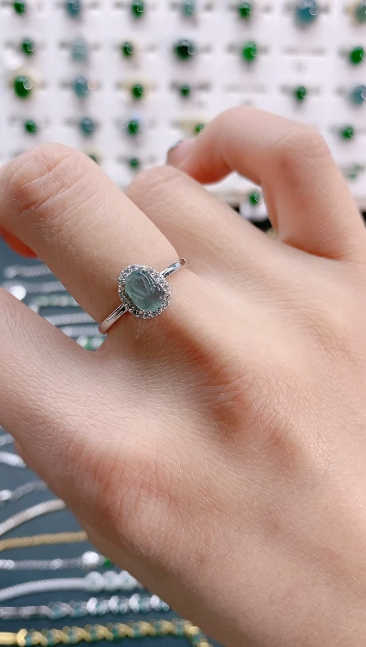 【闪购商品】翡翠戒指银S925镶嵌天然翡翠