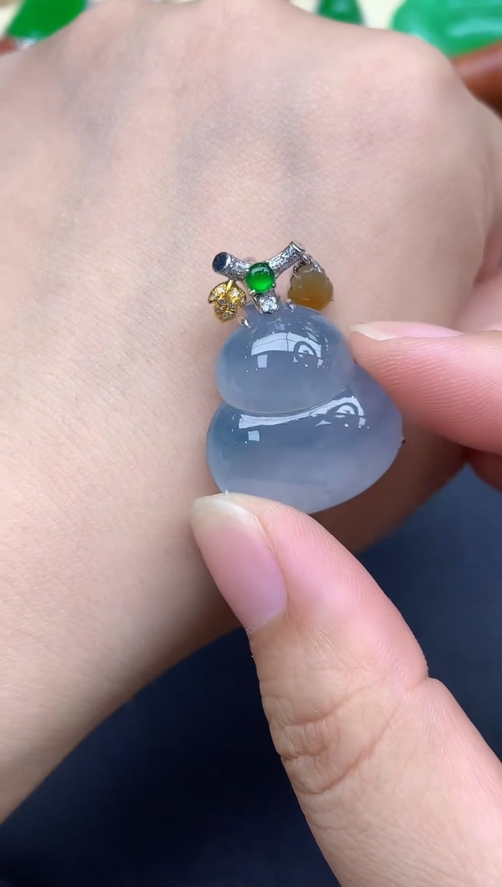 颈饰18K金镶嵌翡翠344-中国好珍宝