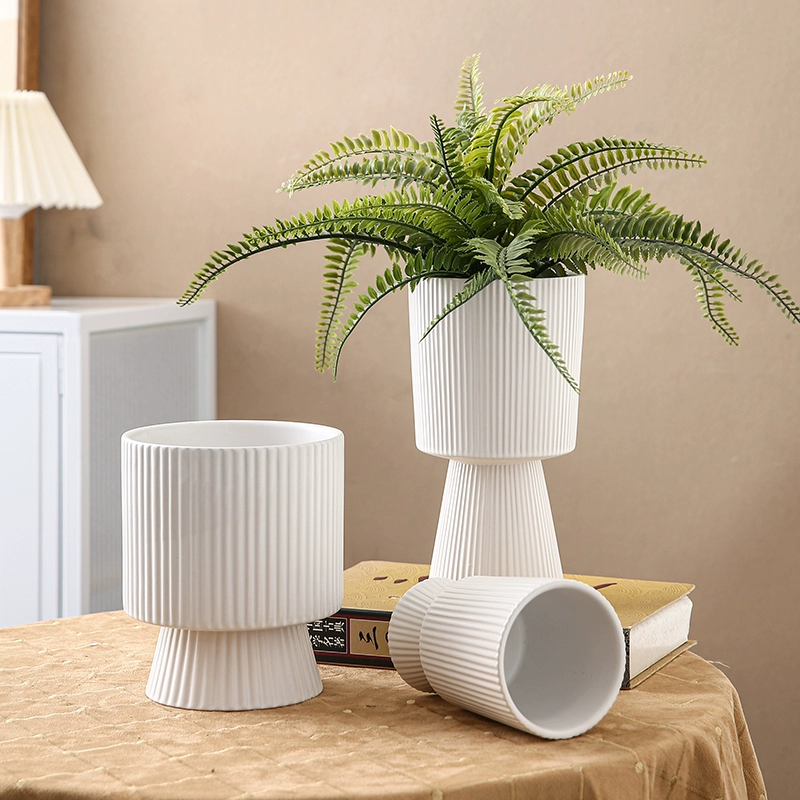 蝴蝶兰叶蝉青苹果竹芋绿植花盆高脚透气白色加厚树脂花盆盆栽