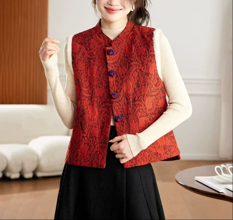 【ICS 韵裕】马甲复古通勤风中国风马夹厚款唐装冬季中式