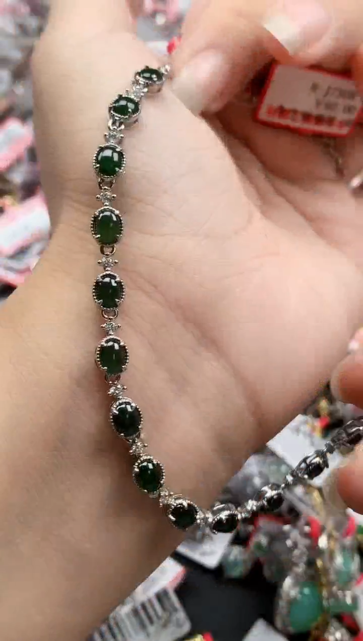 银S925镶嵌戒指翡翠天然A货缅甸翡翠