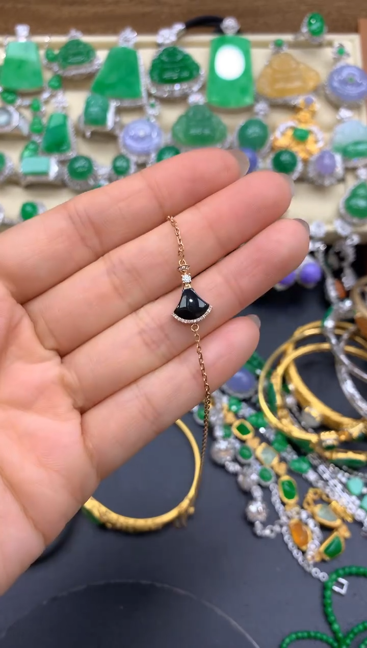 【闪购商品】翡翠手链18K金镶嵌595-中国好珍宝