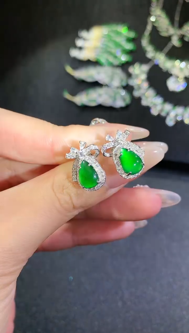 【闪购商品】翡翠耳饰银S925镶嵌184耳饰（多样性发货一件