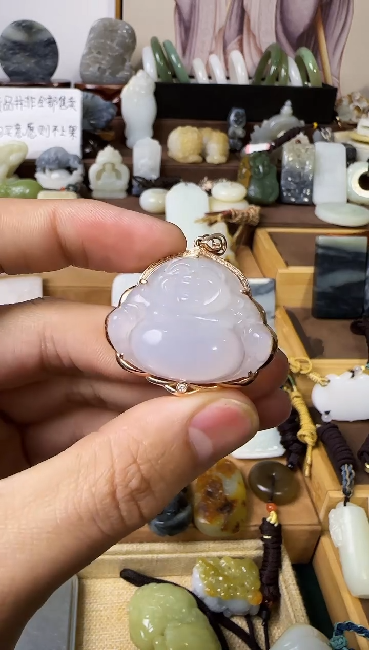 【闪购商品】翡翠颈饰18K金镶嵌佛公