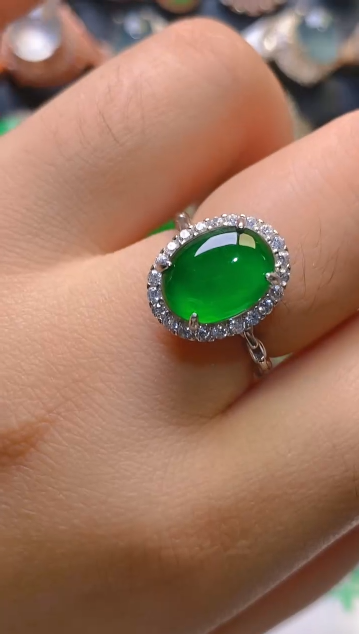 【闪购商品】翡翠银S925镶嵌耳饰天然A货翡翠1