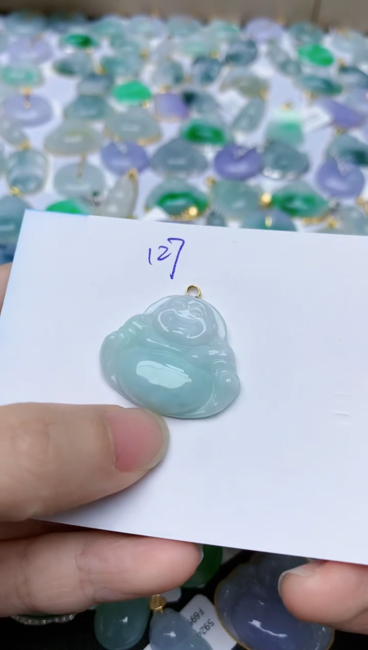 【闪购商品】翡翠颈饰18K金镶嵌天然翡翠A货    