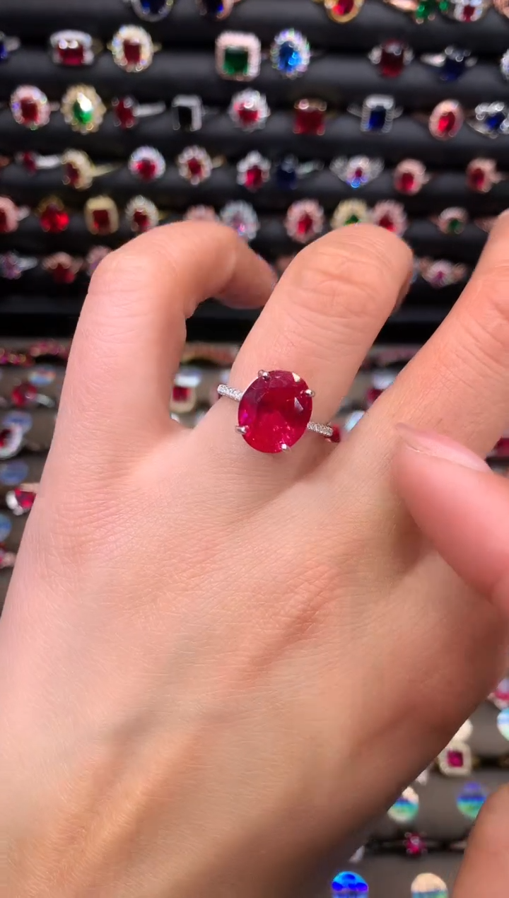 【闪购商品】红宝石戒指银S925镶嵌1012白