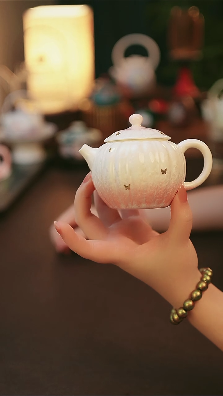 青云茶斋陶瓷茶具结晶釉南瓜壶