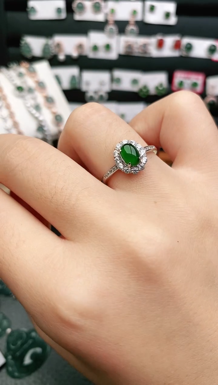 【闪购商品】翡翠戒指银S925镶嵌戒指