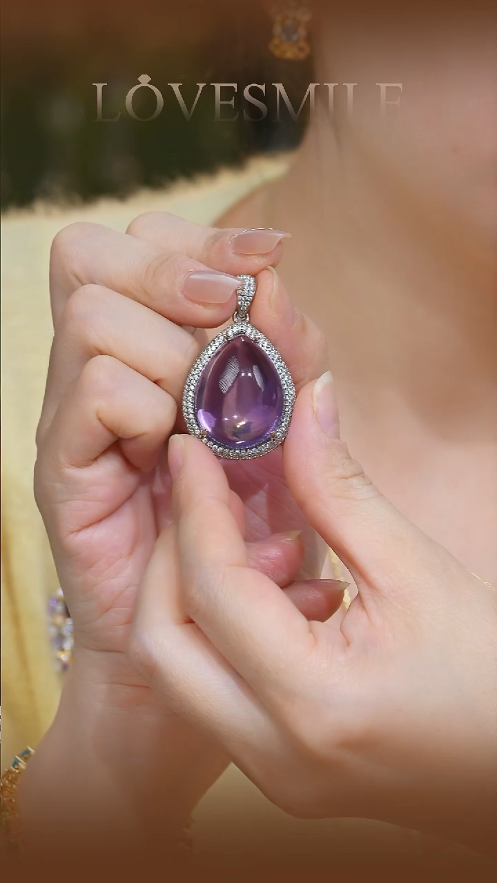 吊坠(不含链)银S925镶嵌紫晶067