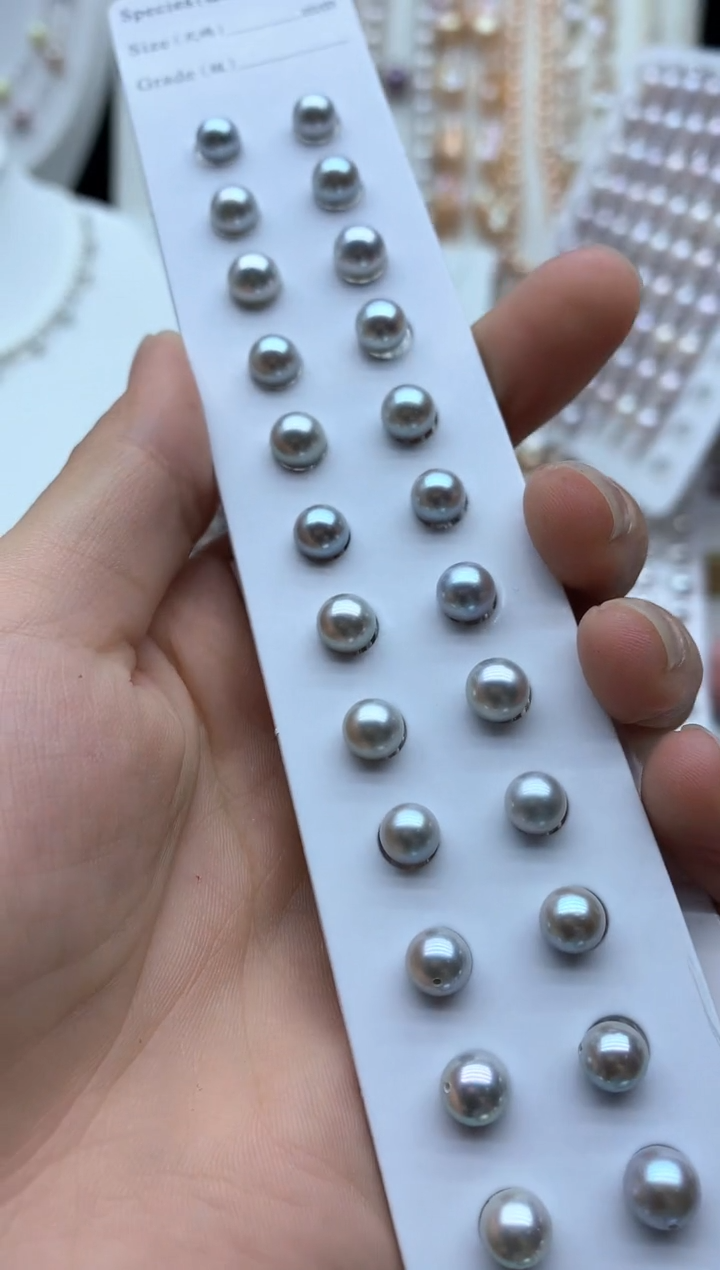 银S925镶嵌海水珍珠耳饰多样性发其一6mm