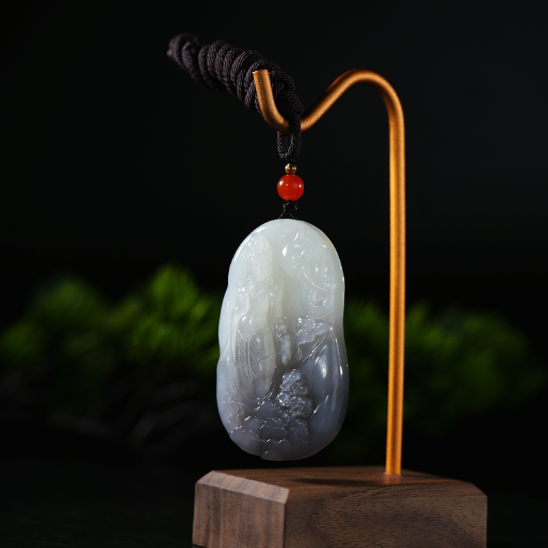 lot55 和田玉烟紫料观音挂件/QG51222-184389 保利山东