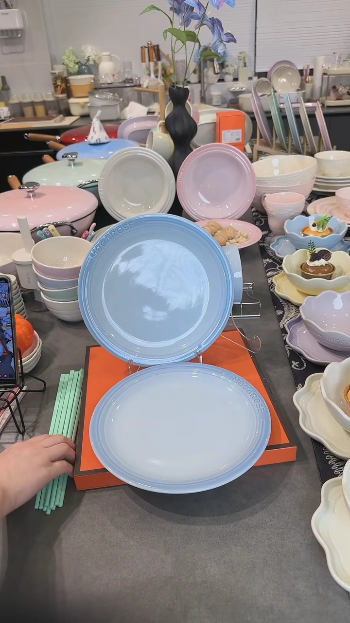 【闪购商品】瓷【2个装】尼罗蓝浅盘23cm-9英寸