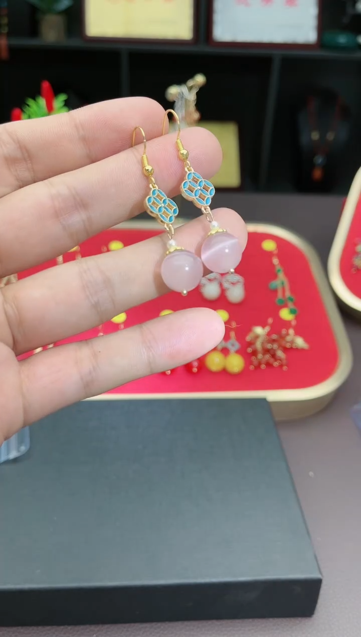 【闪购商品】玛瑙/玉髓耳钉银S925镶嵌201000