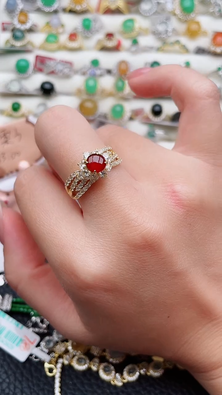 银S925镶嵌戒指翡翠96