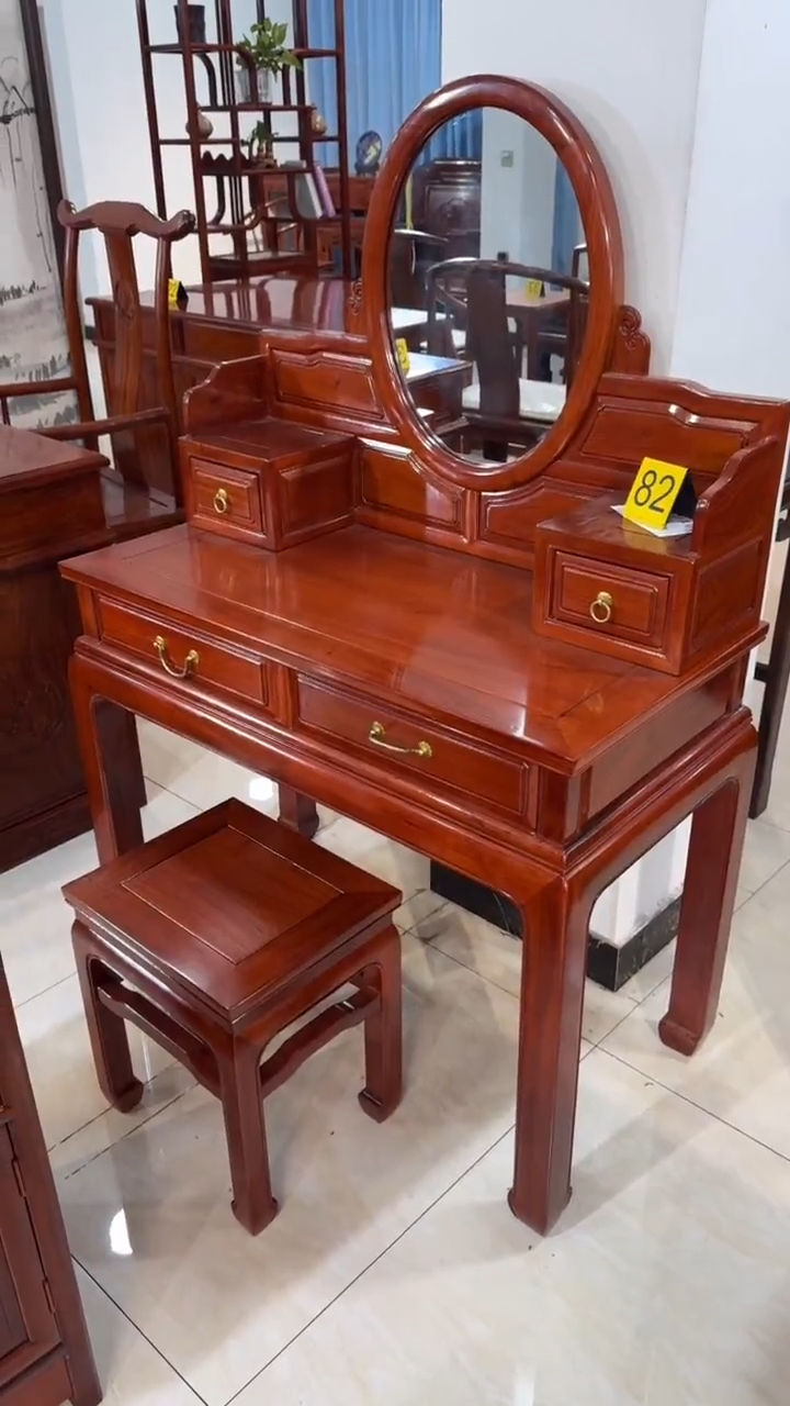 花梨木类柜类家具航**叔赞比亚巴花梳妆台一套 98*50*143