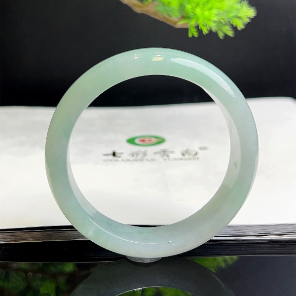 Colourful Yunnan/七彩云南天然翡翠糯冰种晴水绿飘花翡翠手镯