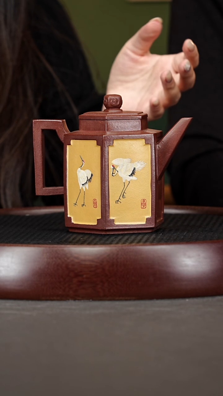 茶壶紫砂41PHJ六方宫灯 老紫泥