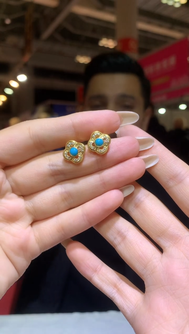 银S925镶嵌绿松石耳饰【宝石世家严选】