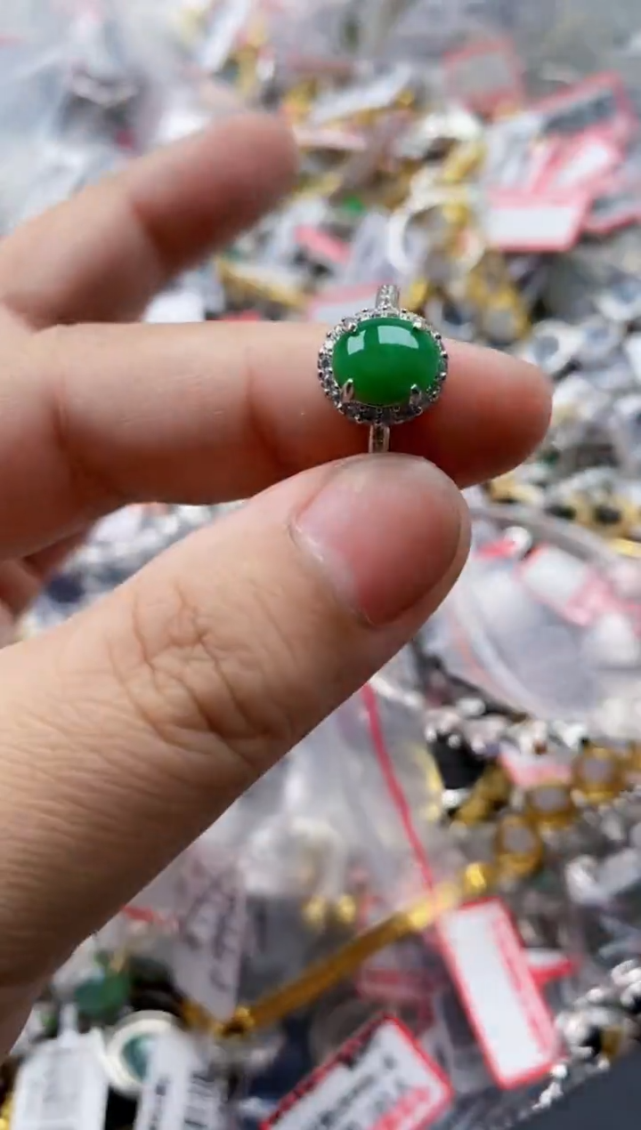 翡翠戒指银S925镶嵌11-11--3