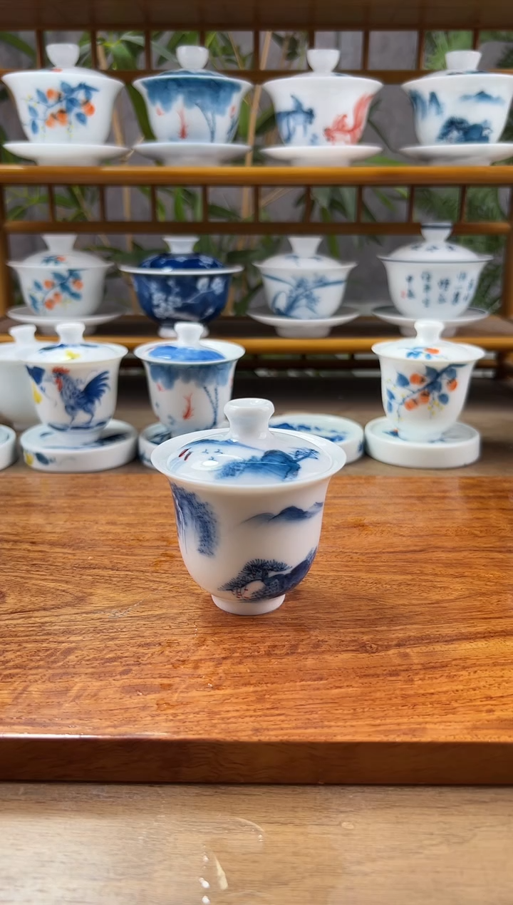 【闪购商品】微瑕千里江山美人备盖碗