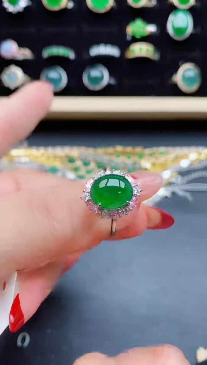 【闪购商品】翡翠戒指银S925镶嵌32132