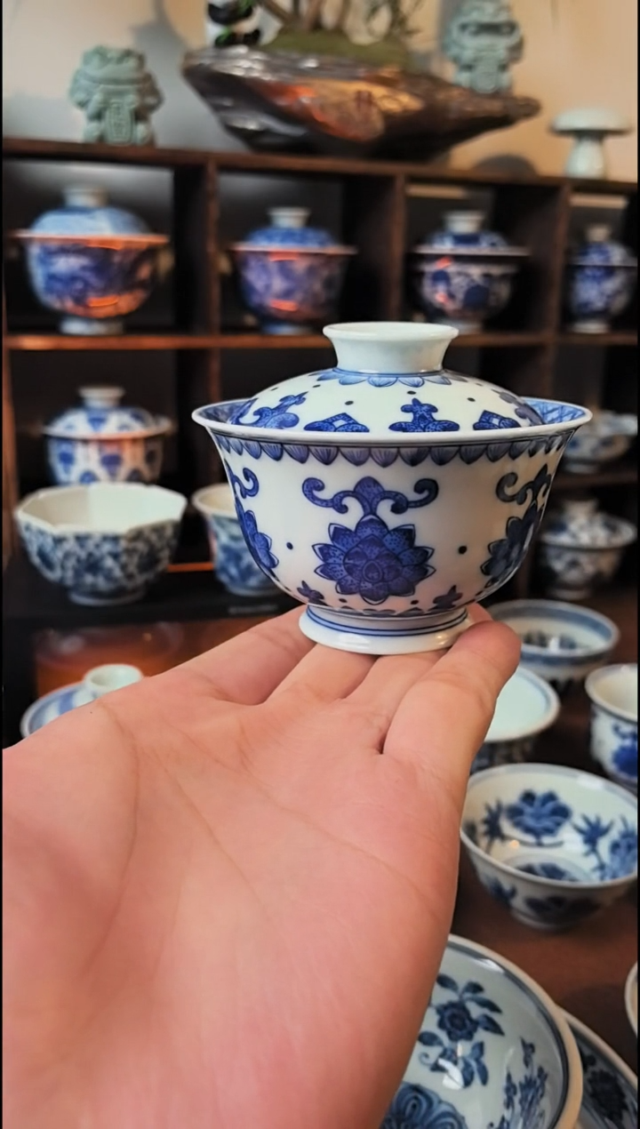 仿清莲花宝相盖碗100cc